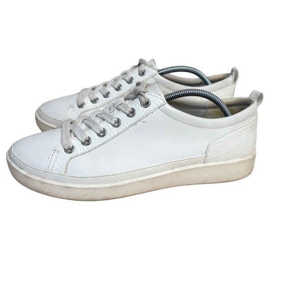 Vionic Shoes - Vionic Winny Womens 9 White Leather Croc Embossed Low Top Fashion Sneakers Shoes
